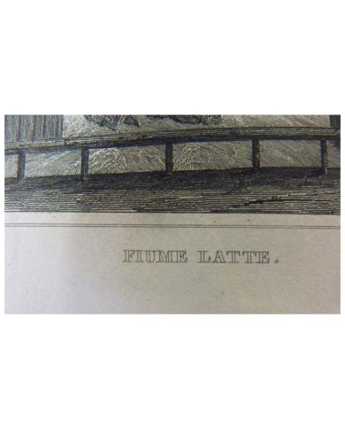 Stampa antica Fiume Latte a Varenna 1845