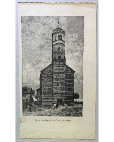 Stampa antica Chiesa della Madonna del Tiglio di Gravedona 1884