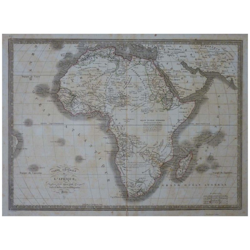 Stampa antica Carte Generale de l' Afrique 1836